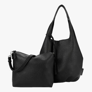 Zwarte soft shopper met apart binnenvak.