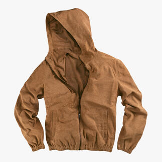 Bruine velours leren hoodie met geperforeerd patroon