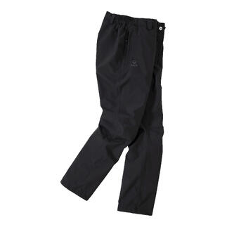 Zwarte hardshell broek met elastische tailleband.