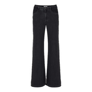 Zwarte wide-leg jeans met studs van Bella Dahl, vooraanzicht