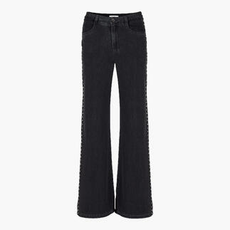 Zwarte wide-leg jeans met studs van Bella Dahl, vooraanzicht