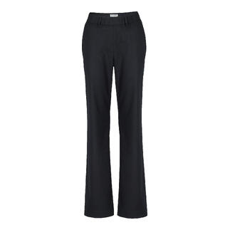 Marineblauwe lyocell-wollen broek in staande positie met elastische taille.