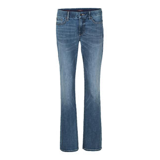 Blauwe jeans met rechte pasvorm en lichte wassing.