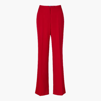 Rode kofferbroek met rechte pasvorm en hoge taille.