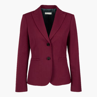 Wasbare bordeaux blazer met twee knopen aan de voorkant.