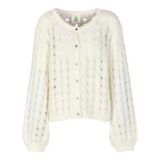 Tencel alpaca cardigan in offwhite, gebreid ontwerp met knopen aan de voorkant.