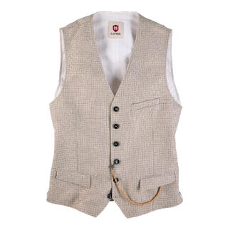 Lichtbeige panama vest met knopen en een zak.