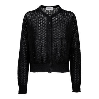 Zwarte ajour cardigan met knopen, maat 36