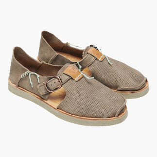 Satorisan sneaker-sandaal in bruin, vooraanzicht.