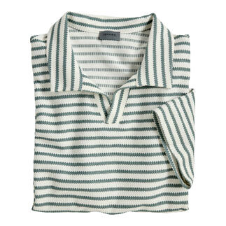 Hanro Jacquard-poloshirt in groen-witte gestreepte uitstraling