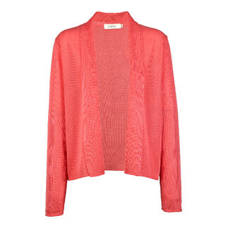 Roze Tencel rib cardigan met open snit en lange mouwen