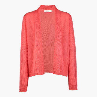 Roze Tencel rib cardigan met open snit en lange mouwen