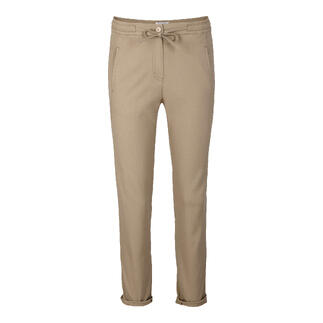 Beige joggingsbroek van panamastof met elastische taille.