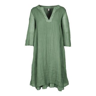 Groen layering jurk met V-hals en lange mouwen.