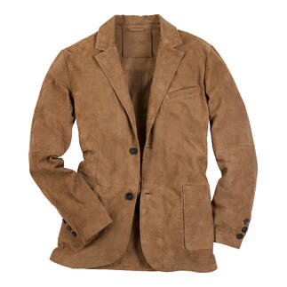 Wasbaar leren blazer in taupe, vooraanzicht