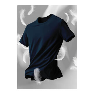Donkerblauw T-shirt, maat 46, sportieve snit.