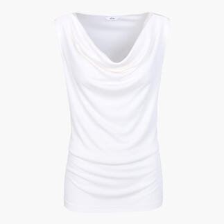 Wit waterfall top van zacht, vloeiend materiaal.
