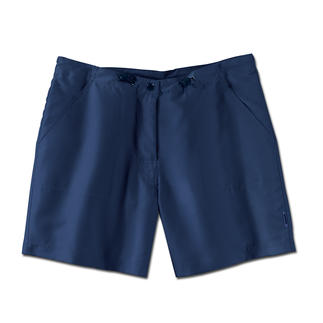 Donkerblauwe shorts met elastische tailleband en praktische zakken