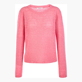 Roze William Lockie Edel-Mesh trui op een witte achtergrond.