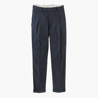 Marineblau gestreepte broek met rechte snit