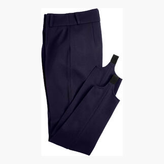 De perfecte laarzenbroek in navy met bretels