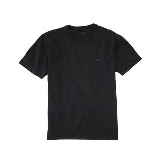 Zwart Merino-kwaliteit T-shirt van zachte stof met een klein logo op de borst.