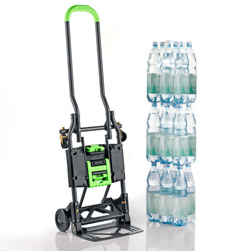 In een paar seconden bouwt u de transportkar om tot een trolley met 2 licht lopende wielen van hard rubber. In een paar seconden bouwt u de transportkar om tot een trolley met 2 licht lopende wielen van hard rubber.