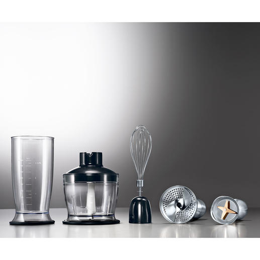 Mixbeker, hakmolen, garde, aardappelpuree-opzetstuk, pureerstaaf. Mixbeker, hakmolen, garde, aardappelpuree-opzetstuk, pureerstaaf.