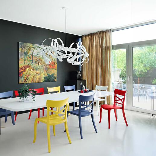 Designstoel voor binnen en buiten Trendy, sfeervol, weerbestendig – de perfecte stoel voor binnen en buiten.