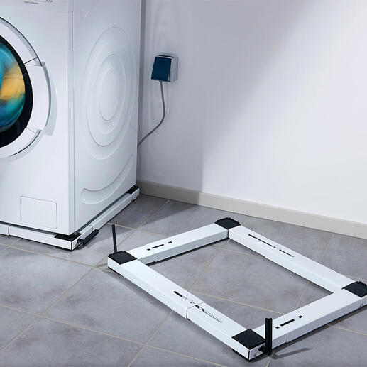 Grootapparaat roller, frame naast wasmachine op tegelvloer