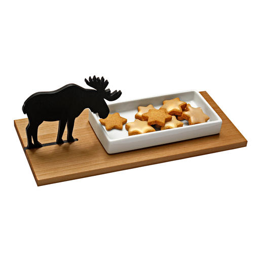 Koekjesschaal eland of Cressenschaal haas Allesbehalve kerstkitsch: schitterende koekjesschaal met elandfiguur.
