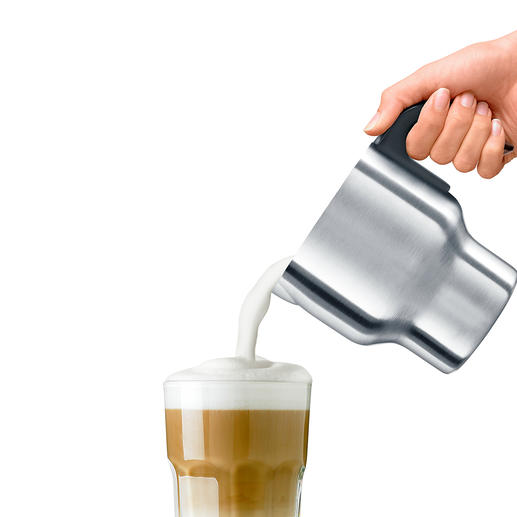 In ca. 2:24 min. is bijv. 200 ml melk (9 °C) op 60-65 °C verwarmd en luchtig opgeklopt. In ca. 2:24 min. is bijv. 200 ml melk (9 °C) op 60-65 °C verwarmd en luchtig opgeklopt.