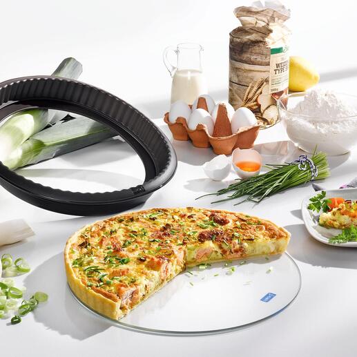 Siliconen quichevorm met glazen bodem en ingrediënten