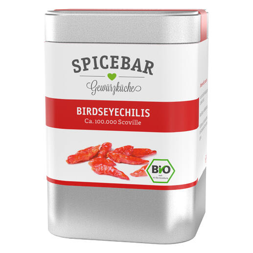 Blik met Birdseye-chili, 30 g, goed voor pittige gerechten.