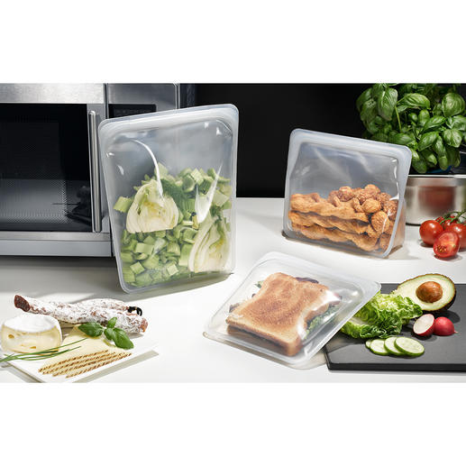 Stasher Bag Stasher Bags, de herbruikbare levensmiddelenzakjes van siliconen. Geschikt voor het bewaren, meenemen, invriezen, koken en zelfs voor sous-vide koken.