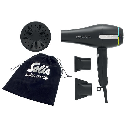 De levering bevat: professionele Solis-föhn, diffuser, 2 blaasmondjes (6 resp. 7,5 cm), bewaartas. De levering bevat: professionele Solis-föhn, diffuser, 2 blaasmondjes (6 resp. 7,5 cm), bewaartas.