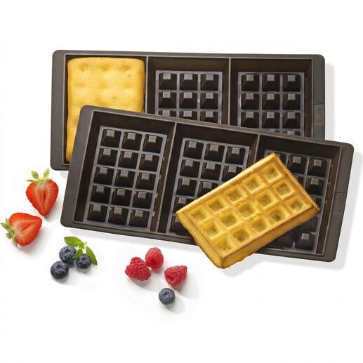 Silikon wafelvormpjes, 2-delig, met verse bessen.