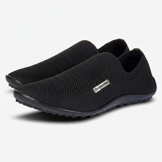 Zwarte Barfuß-leguano® Slippers in maat 38 met elastisch bovenmateriaal.