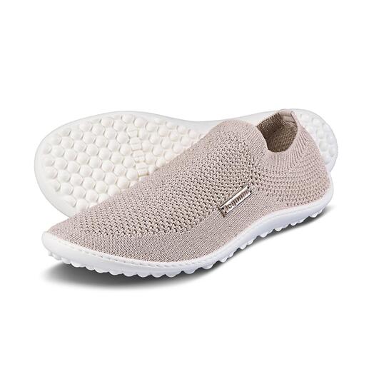 Roze Barfuß-leguano® Slippers, close-up met witte zool.