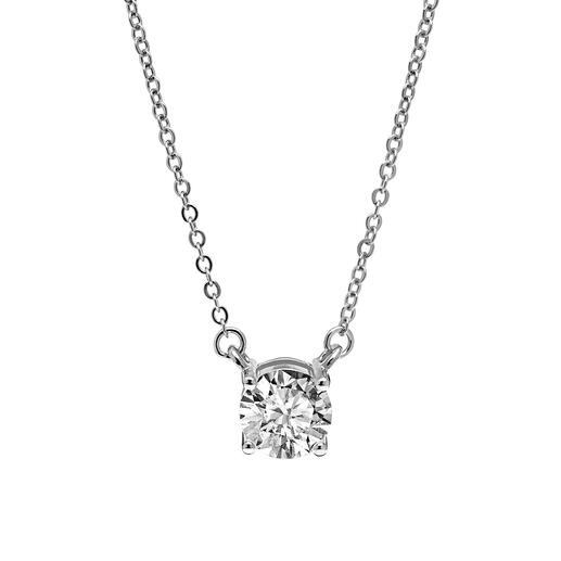 Moissanite hanger met schakelketting in gerhodineerd