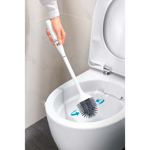 Elektrische toiletborstel met UV-C-licht De nieuwste generatie toiletborstel: reinigt elektrisch en desinfecteert zichzelf.
