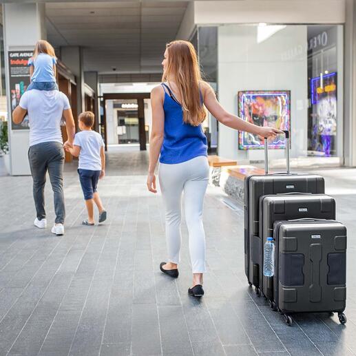 Dankzij het gepatenteerde Koffer-Konnekt-systeem kunt u de trolleys heel eenvoudig tot een stabiele eenheid aan elkaar bevestigen.