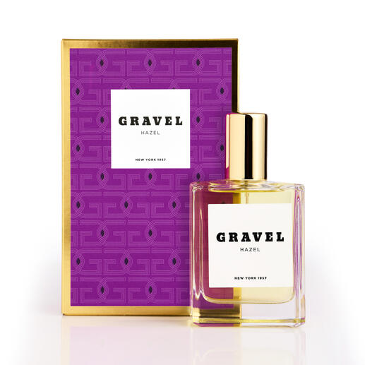 Gravel Hazel Eau de Parfum Spray in oranje en paarse verpakking