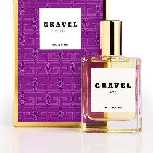 Gravel Hazel Eau de Parfum Spray in oranje en paarse verpakking