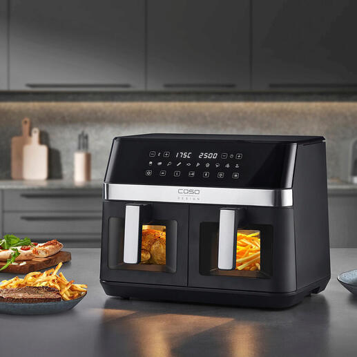 XXL Duo heteluchtfriteuse met twee frituurmanden in een moderne keuken