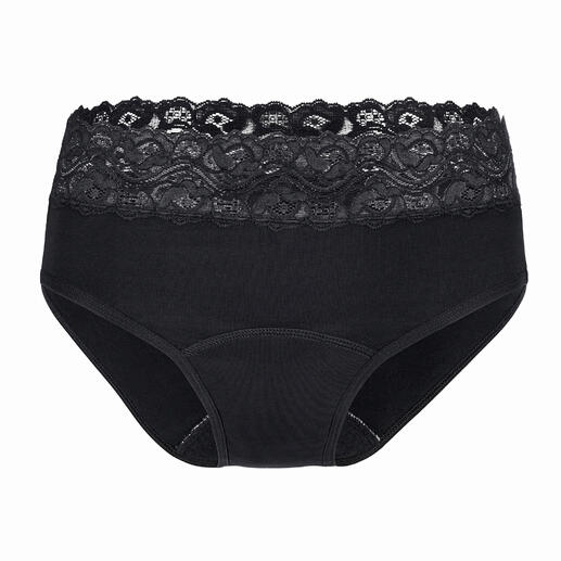 Zwarte slip met kanten tailleband op een witte achtergrond