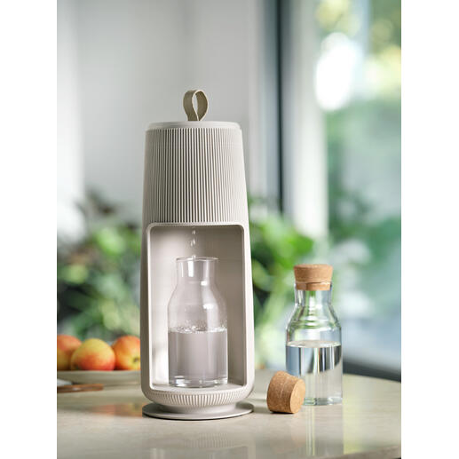 Flowell waterfilter in greige met glazen karaf en waterfles