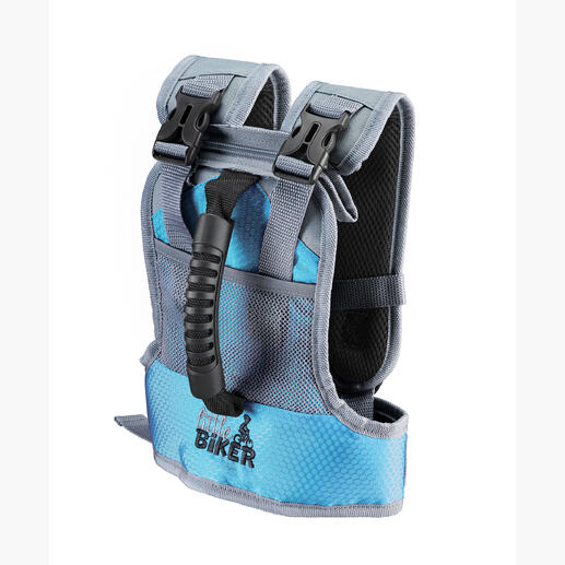 Fiets leer vest in blauw met verstelbare banden.