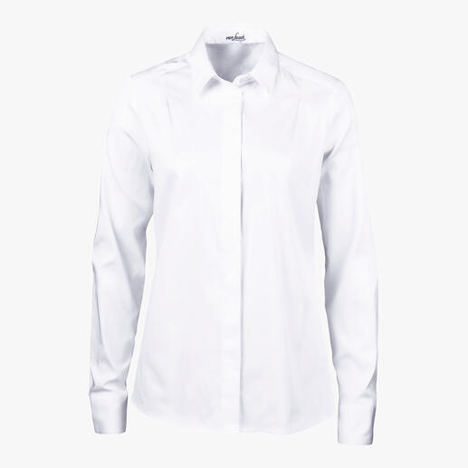van Laack geplisseerde overhemdblouse, wit Vrouwelijker en eleganter dan de meeste andere exemplaren: overhemdblouse met geplisseerde achterkant.