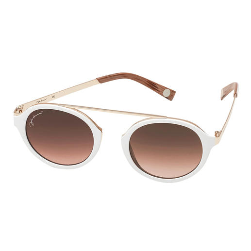 Cool white zonnebril Elegante zonnebril in trendy wit. Modieuze ronde glazen, retromodel zonder neusbrug. Voordelig geprijsd.